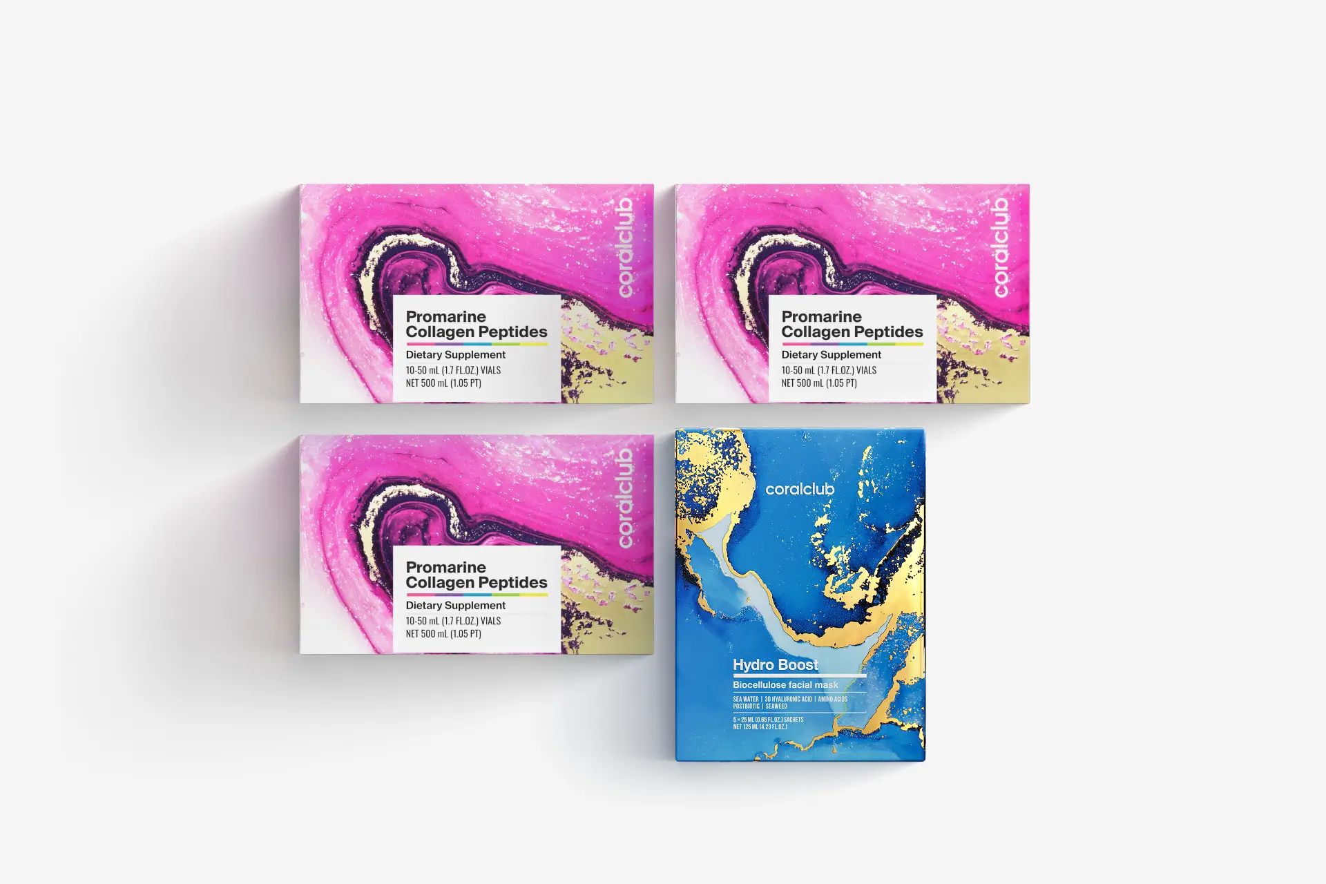 Promarine Collagen Peptides (1 mėnesio kursas) + Hydro Boost Biocellulose facial mask (5 maišeliai)